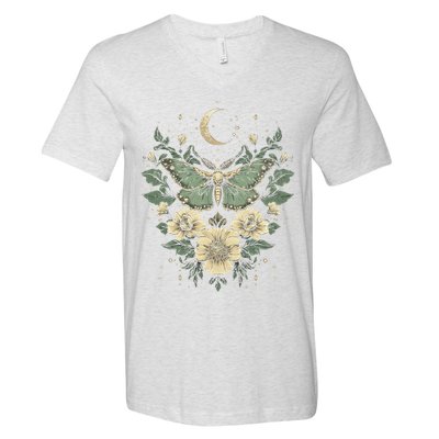 Goblincore Moth Butterfly Moon Phases Cottagecore Art V-Neck T-Shirt