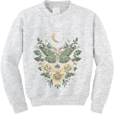 Goblincore Moth Butterfly Moon Phases Cottagecore Art Kids Sweatshirt