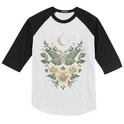 Goblincore Moth Butterfly Moon Phases Cottagecore Art Kids Colorblock Raglan Jersey