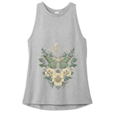 Goblincore Moth Butterfly Moon Phases Cottagecore Art Ladies PosiCharge Tri-Blend Wicking Tank