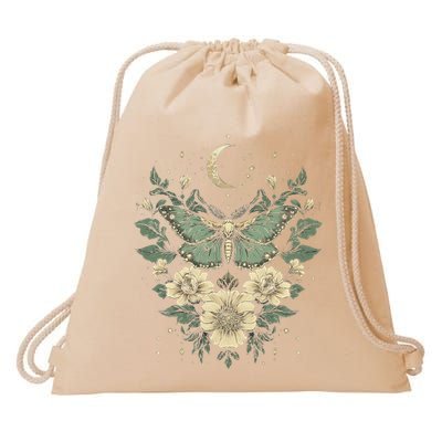 Goblincore Moth Butterfly Moon Phases Cottagecore Art Drawstring Bag