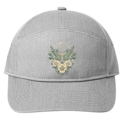 Goblincore Moth Butterfly Moon Phases Cottagecore Art 7-Panel Snapback Hat