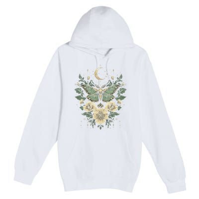 Goblincore Moth Butterfly Moon Phases Cottagecore Art Premium Pullover Hoodie