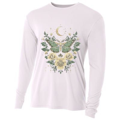 Goblincore Moth Butterfly Moon Phases Cottagecore Art Cooling Performance Long Sleeve Crew