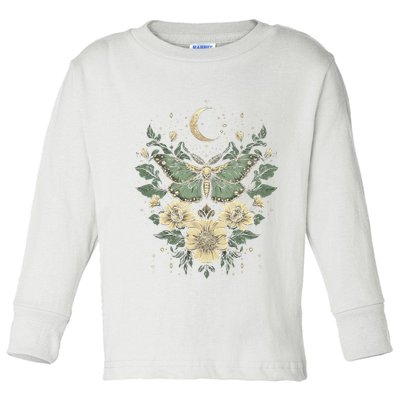 Goblincore Moth Butterfly Moon Phases Cottagecore Art Toddler Long Sleeve Shirt