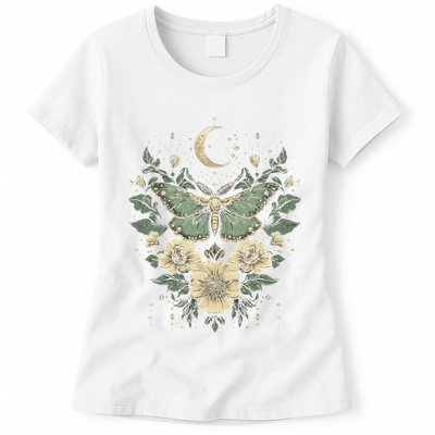 Goblincore Moth Butterfly Moon Phases Cottagecore Art Womens T-Shirt