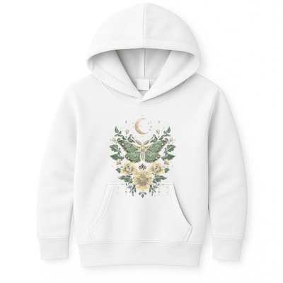 Goblincore Moth Butterfly Moon Phases Cottagecore Art Kids Hoodie