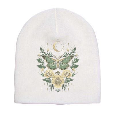 Goblincore Moth Butterfly Moon Phases Cottagecore Art Short Acrylic Beanie