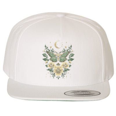 Goblincore Moth Butterfly Moon Phases Cottagecore Art Wool Snapback Cap