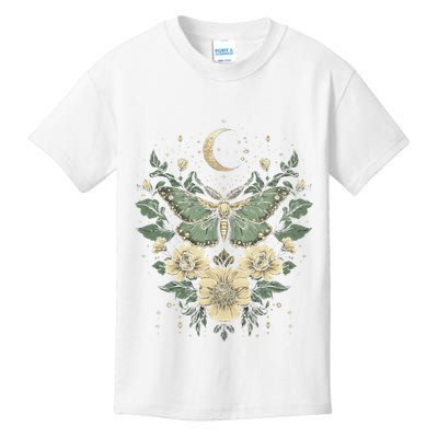 Goblincore Moth Butterfly Moon Phases Cottagecore Art Kids T-Shirt