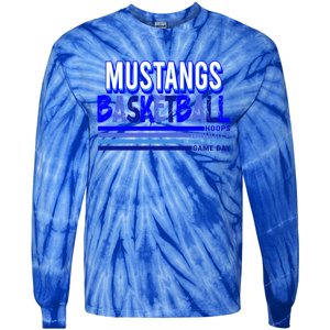 Go Mustangs Basketball Mustang School Spirit Basketball Mom Gift Tie-Dye Long Sleeve Shirt