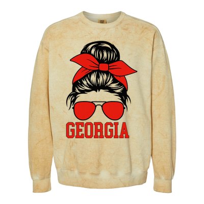 Georgia Messy Bun Varsity Colorblast Crewneck Sweatshirt