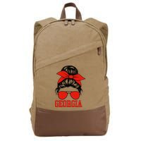 Georgia Messy Bun Varsity Cotton Canvas Backpack