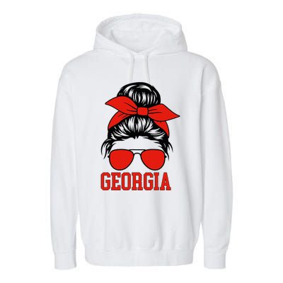 Georgia Messy Bun Varsity Garment-Dyed Fleece Hoodie