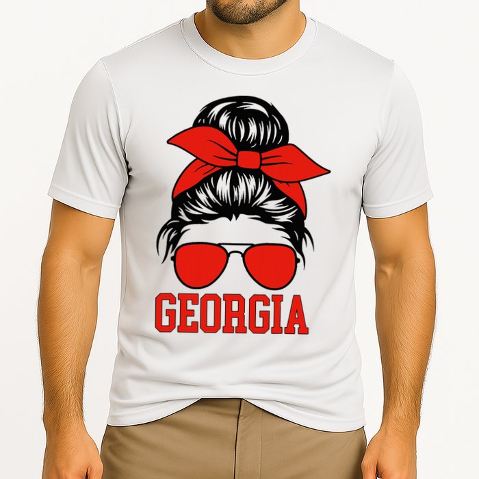 Georgia Messy Bun Varsity Cooling Performance Crew T-Shirt