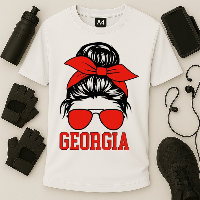 Georgia Messy Bun Varsity Cooling Performance Crew T-Shirt