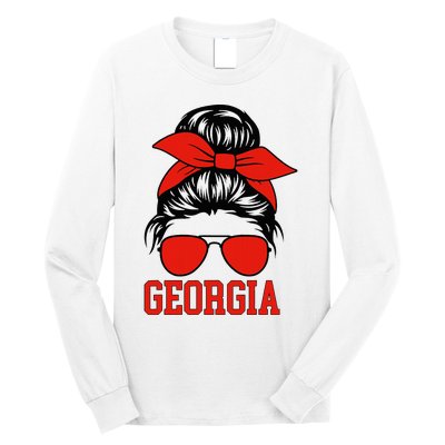 Georgia Messy Bun Varsity Long Sleeve Shirt