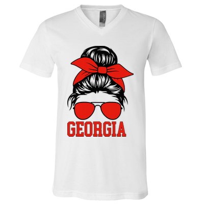 Georgia Messy Bun Varsity V-Neck T-Shirt