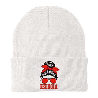 Georgia Messy Bun Varsity Beanie