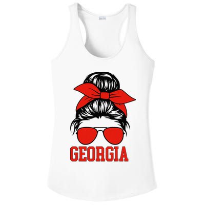 Georgia Messy Bun Varsity Ladies PosiCharge Competitor Racerback Tank