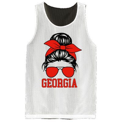 Georgia Messy Bun Varsity Mesh Reversible Basketball Jersey Tank