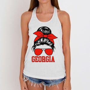 Georgia Messy Bun Varsity Women's Knotted Racerback Tank