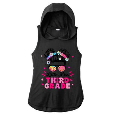 Groovy Messy Bun Little Miss Third Grade First Day Of School Ladies PosiCharge Tri-Blend Wicking Draft Hoodie Tank