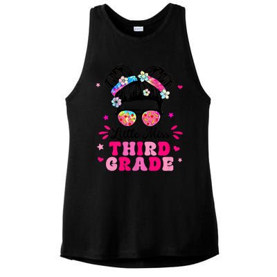 Groovy Messy Bun Little Miss Third Grade First Day Of School Ladies PosiCharge Tri-Blend Wicking Tank