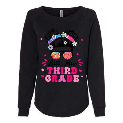 Groovy Messy Bun Little Miss Third Grade First Day Of School Womens California Wash Sweatshirt