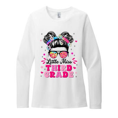 Groovy Messy Bun Little Miss Third Grade First Day Of School Womens CVC Long Sleeve Shirt