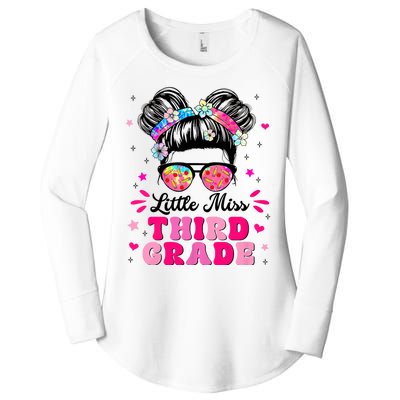 Groovy Messy Bun Little Miss Third Grade First Day Of School Women's Perfect Tri Tunic Long Sleeve Shirt