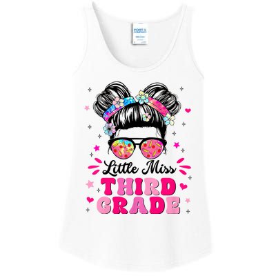 Groovy Messy Bun Little Miss Third Grade First Day Of School Ladies Essential Tank