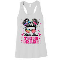 Groovy Messy Bun Little Miss Third Grade First Day Of School Women's Racerback Tank