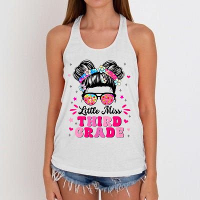 Groovy Messy Bun Little Miss Third Grade First Day Of School Women's Knotted Racerback Tank