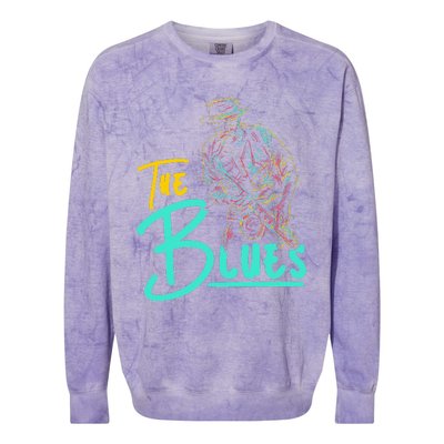 Guitarist Musician Blues Guitar Vintage Blues Music Lover Colorblast Crewneck Sweatshirt