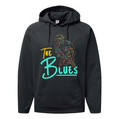 Guitarist Musician Blues Guitar Vintage Blues Music Lover Performance Fleece Hoodie