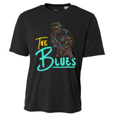 Guitarist Musician Blues Guitar Vintage Blues Music Lover Cooling Performance Crew T-Shirt