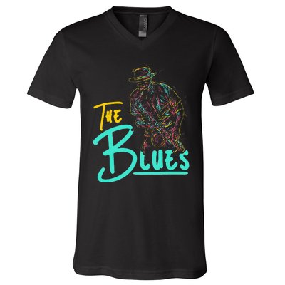 Guitarist Musician Blues Guitar Vintage Blues Music Lover V-Neck T-Shirt