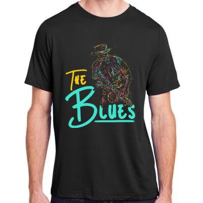 Guitarist Musician Blues Guitar Vintage Blues Music Lover Adult ChromaSoft Performance T-Shirt