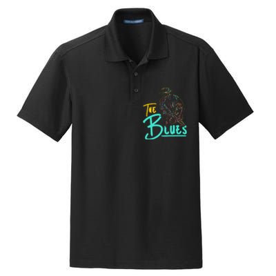 Guitarist Musician Blues Guitar Vintage Blues Music Lover Dry Zone Grid Polo