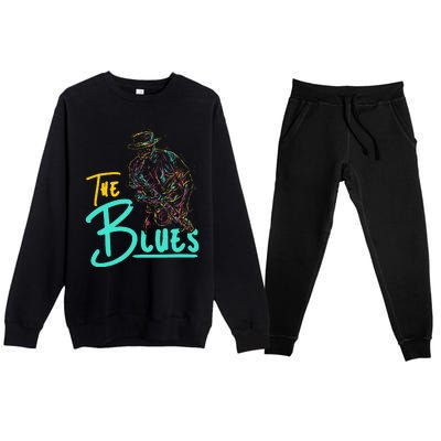 Guitarist Musician Blues Guitar Vintage Blues Music Lover Premium Crewneck Sweatsuit Set