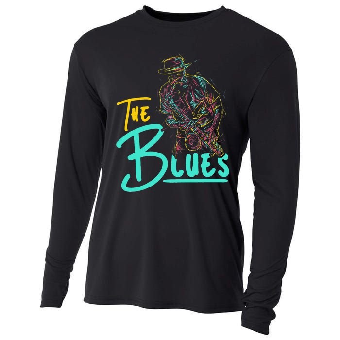 Guitarist Musician Blues Guitar Vintage Blues Music Lover Cooling Performance Long Sleeve Crew