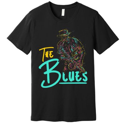 Guitarist Musician Blues Guitar Vintage Blues Music Lover Premium T-Shirt