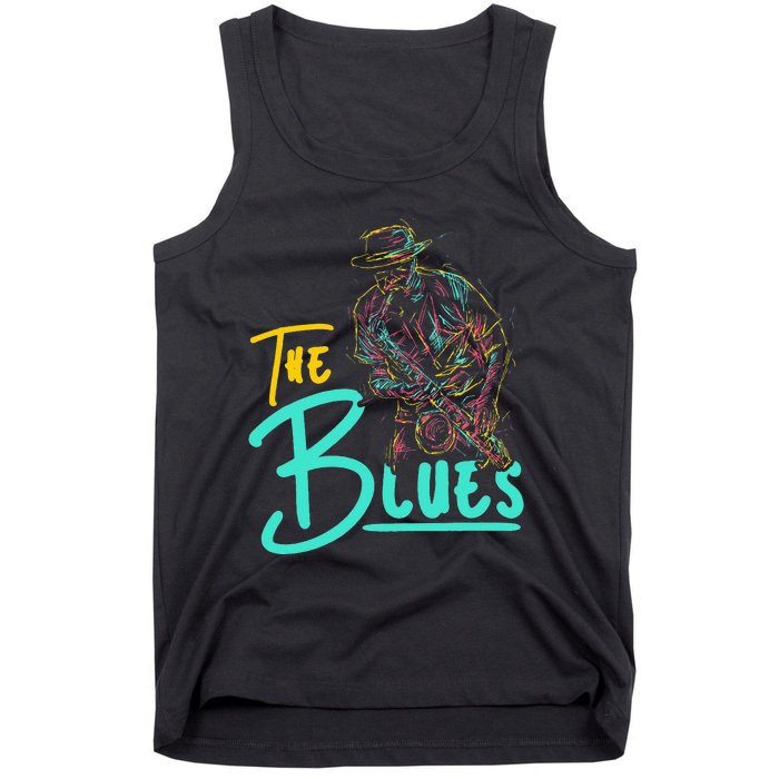 Guitarist Musician Blues Guitar Vintage Blues Music Lover Tank Top