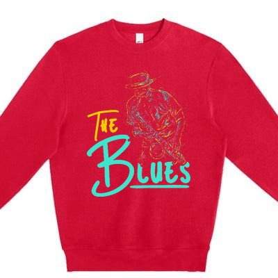 Guitarist Musician Blues Guitar Vintage Blues Music Lover Premium Crewneck Sweatshirt