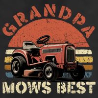 Grandpa Mows Best Lawn Mowing Mower Gardening Landscaping 7 Panel Mesh Trucker Snapback Hat