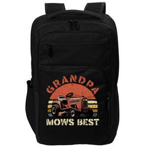 Grandpa Mows Best Lawn Mowing Mower Gardening Landscaping Impact Tech Backpack