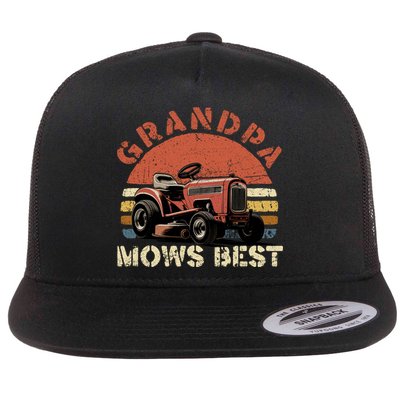 Grandpa Mows Best Lawn Mowing Mower Gardening Landscaping Flatbill Hat