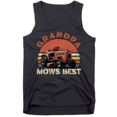 Grandpa Mows Best Lawn Mowing Mower Gardening Landscaping Tank Top