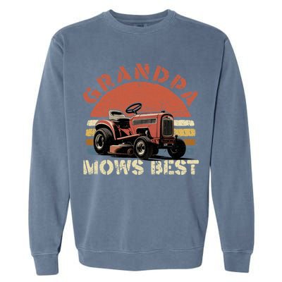 Grandpa Mows Best Lawn Mowing Mower Gardening Landscaping Garment-Dyed Sweatshirt